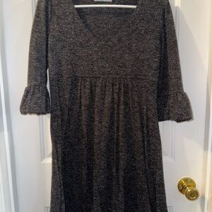 Cozy V-Neck Knit Dress in Charcoal